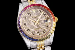 Rolex Replica Datejust 126300 41mm Arabic Dial Full-Diamond Rainbow