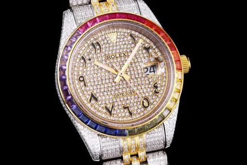 Rolex Replica Datejust 126300 41mm Arabic Dial Full-Diamond Rainbow