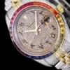 Super Clone Rolex Datejust 126300 41mm Arabic Dial Full-Diamond Rainbow
