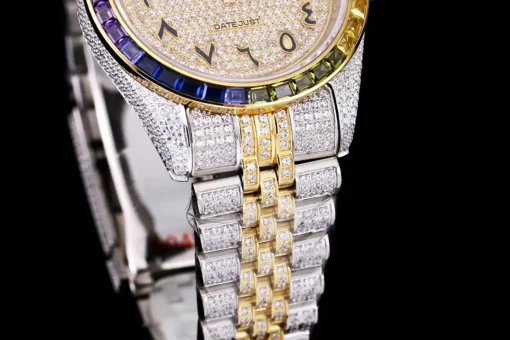 Best Fake Rolex Datejust 126300 41mm Arabic Dial Full-Diamond Rainbow