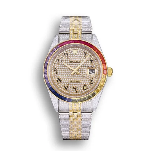 Replica Rolex Datejust 126300 41mm Arabic Dial Full-Diamond Rainbow