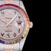 Fake Rolex Datejust 126300 41mm Arabic Dial Full-Diamond Rainbow Bezel