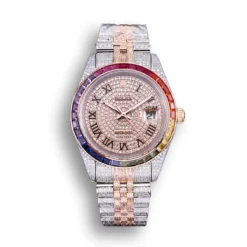 Replica Rolex Datejust 126300 41mm Arabic Dial Full-Diamond Rainbow Bezel