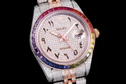 Rolex Replica Datejust 126300 41mm Arabic Dial Full-Diamond Rainbow Bezel