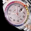 Super Clone Rolex Datejust 126300 41mm Arabic Dial Full-Diamond Rainbow Bezel