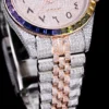 Best Fake Rolex Datejust 126300 41mm Arabic Dial Full-Diamond Rainbow Bezel