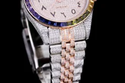 Best Fake Rolex Datejust 126300 41mm Arabic Dial Full-Diamond Rainbow Bezel
