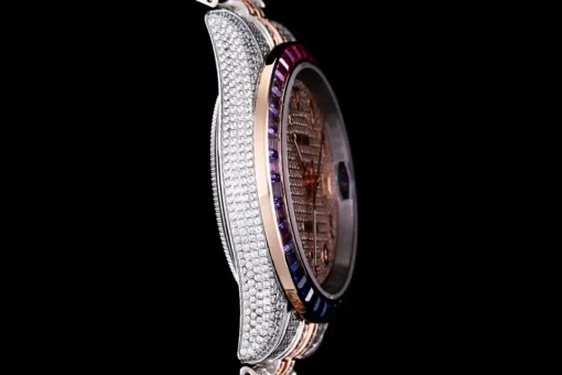 Best Rolex Replica Datejust 126300 41mm Arabic Dial Full-Diamond Rainbow Bezel