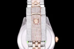 Rolex Clone Watches Datejust 126300 41mm Arabic Dial Full-Diamond Rainbow Bezel