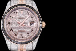 Fake Rolex Datejust 126300 41mm Arabic Dial Full-Diamond Rose Gold