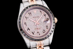 Rolex Replica Datejust 126300 41mm Arabic Dial Full-Diamond Rose Gold