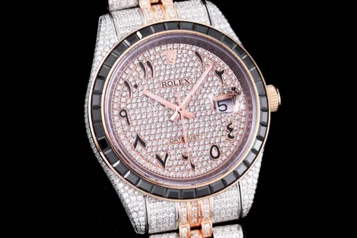 Rolex Replica Datejust 126300 41mm Arabic Dial Full-Diamond Rose Gold
