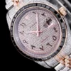 Super Clone Rolex Datejust 126300 41mm Arabic Dial Full-Diamond Rose Gold