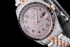 Super Clone Rolex Datejust 126300 41mm Arabic Dial Full-Diamond Rose Gold