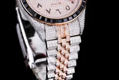 Best Fake Rolex Datejust 126300 41mm Arabic Dial Full-Diamond Rose Gold