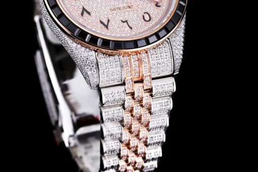 Best Fake Rolex Datejust 126300 41mm Arabic Dial Full-Diamond Rose Gold