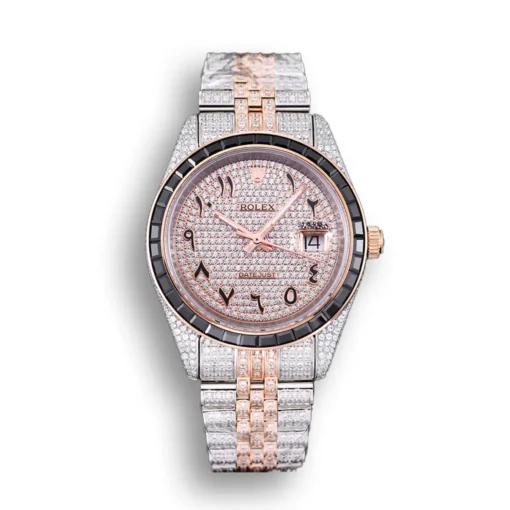 Replica Rolex Datejust 126300 41mm Arabic Dial Full-Diamond Rose Gold