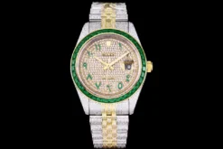 Rolex Super Clone Datejust 126300 41mm Arabic Dial Full-Diamond Yellow Gold