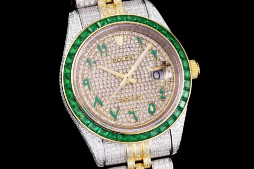 Rolex Replica Datejust 126300 41mm Arabic Dial Full-Diamond Yellow Gold