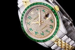 Super Clone Rolex Datejust 126300 41mm Arabic Dial Full-Diamond Yellow Gold