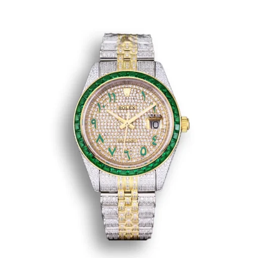 Replica Rolex Datejust 126300 41mm Arabic Dial Full-Diamond Yellow Gold