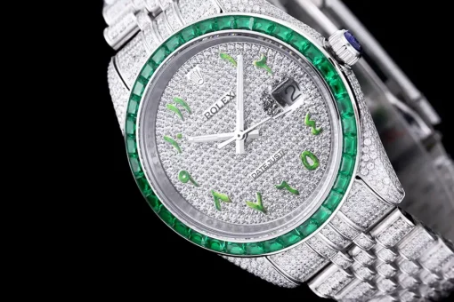 Super Clone Rolex Datejust 126300 41mm Dial Arabic Bezel Green
