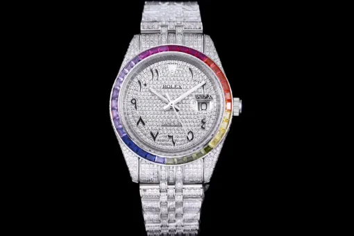 Rolex Super Clone Datejust 126300 41mm Dial Arabic Bezel Rainbow