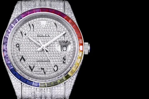 Fake Rolex Datejust 126300 41mm Dial Arabic Bezel Rainbow