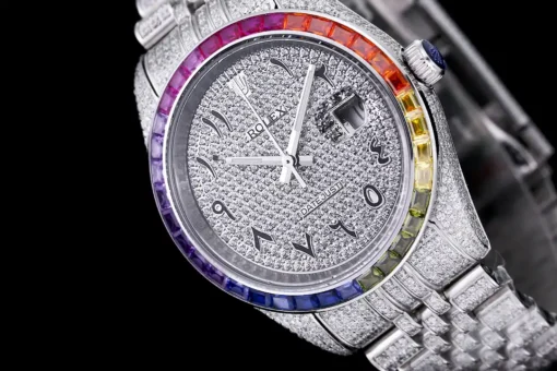Super Clone Rolex Datejust 126300 41mm Dial Arabic Bezel Rainbow