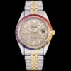 Rolex Super Clone Datejust 126300 41mm Dial Full-Diamond Rainbow