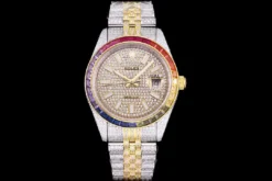 Rolex Super Clone Datejust 126300 41mm Dial Full-Diamond Rainbow