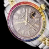 Super Clone Rolex Datejust 126300 41mm Dial Full-Diamond Rainbow