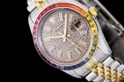 Super Clone Rolex Datejust 126300 41mm Dial Full-Diamond Rainbow
