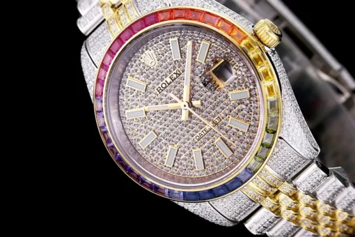 Super Clone Rolex Datejust 126300 41mm Dial Full-Diamond Rainbow