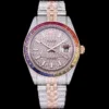 Rolex Super Clone Datejust 126300 41mm Dial Full-Diamond Rainbow Bezel