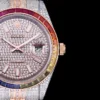 Fake Rolex Datejust 126300 41mm Dial Full-Diamond Rainbow Bezel