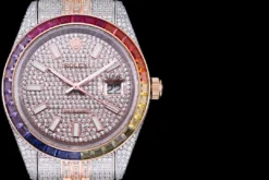 Fake Rolex Datejust 126300 41mm Dial Full-Diamond Rainbow Bezel