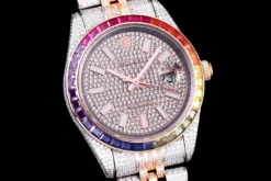 Rolex Replica Datejust 126300 41mm Dial Full-Diamond Rainbow Bezel
