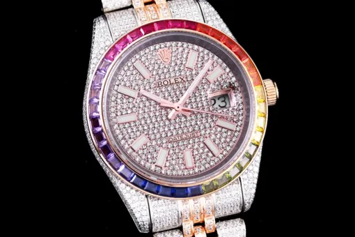 Rolex Replica Datejust 126300 41mm Dial Full-Diamond Rainbow Bezel