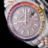 Super Clone Rolex Datejust 126300 41mm Dial Full-Diamond Rainbow Bezel