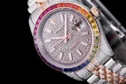 Super Clone Rolex Datejust 126300 41mm Dial Full-Diamond Rainbow Bezel