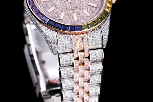 Best Fake Rolex Datejust 126300 41mm Dial Full-Diamond Rainbow Bezel
