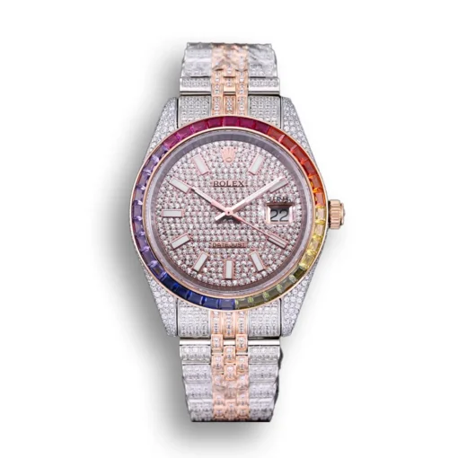 Replica Rolex Datejust 126300 41mm Dial Full-Diamond Rainbow Bezel