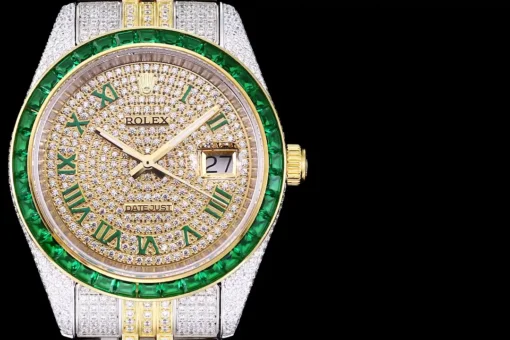 Fake Rolex Datejust 126300 41mm Dial Full-Diamond Yellow Gold