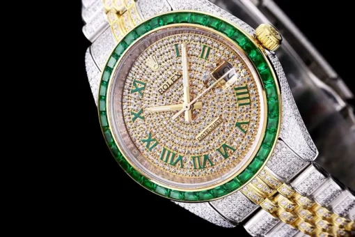 Super Clone Rolex Datejust 126300 41mm Dial Full-Diamond Yellow Gold