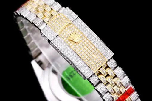 Rolex Clone Watches Datejust 126300 41mm Dial Full-Diamond Yellow Gold