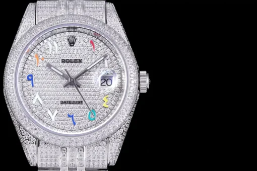 Fake Rolex Datejust 126300 41mm Full-Diamond Dial Arabic