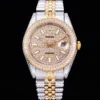 Replica Rolex Datejust 126300 41mm Full-Diamond White Baton Markers Face Detail
