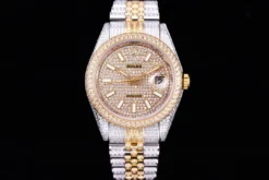 Rolex Super Clone Datejust 126300 41mm Full-Diamond White Baton Markers