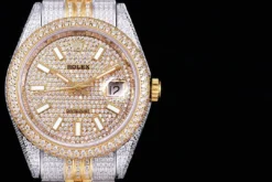 Fake Rolex Datejust 126300 41mm Full-Diamond White Baton Markers